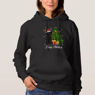 Black Poodle Santa Christmas Tree Lights Xmas Rein Hoodie