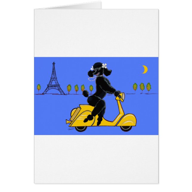 Black Poodle Scooter Retro Eiffel Tower (Front)