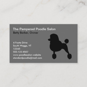 Black Poodle Silhouette (Standard, Fancy Haircut) Business Card