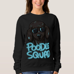Black Poodle Squad In Blue Sweatshirt