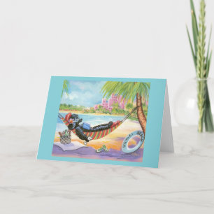 Black Poodle Vacation in Hawaii Card