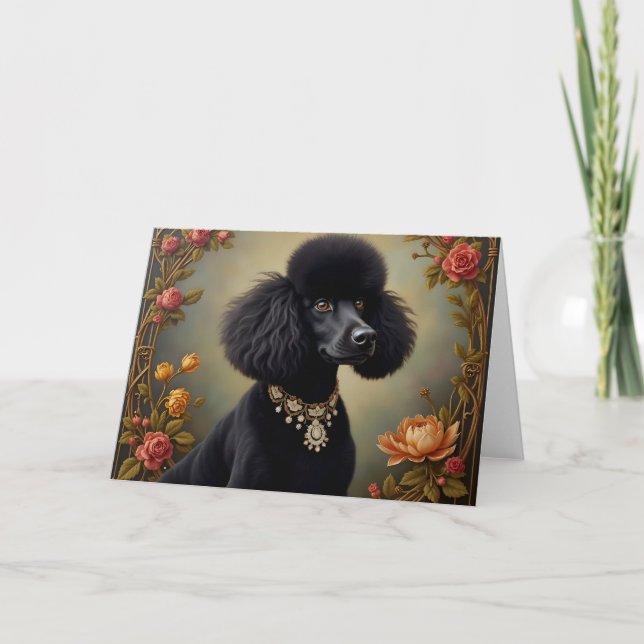 Black Poodle Vintage Black Card (Front)