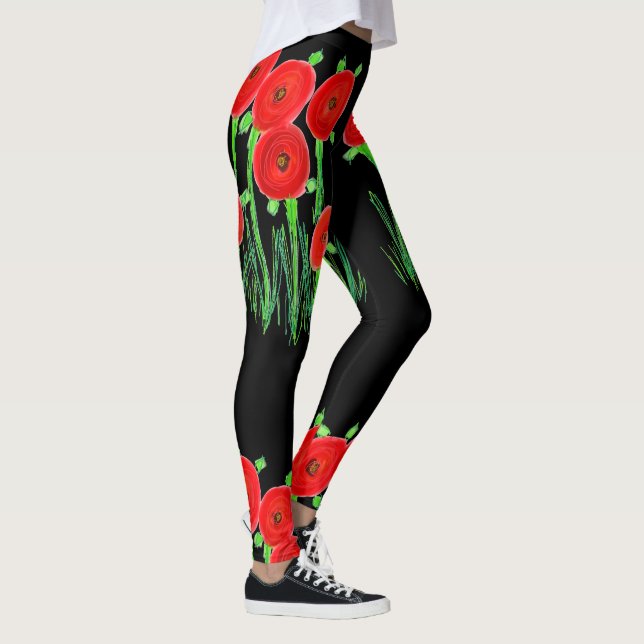 Black Poppy Leggings (Right)