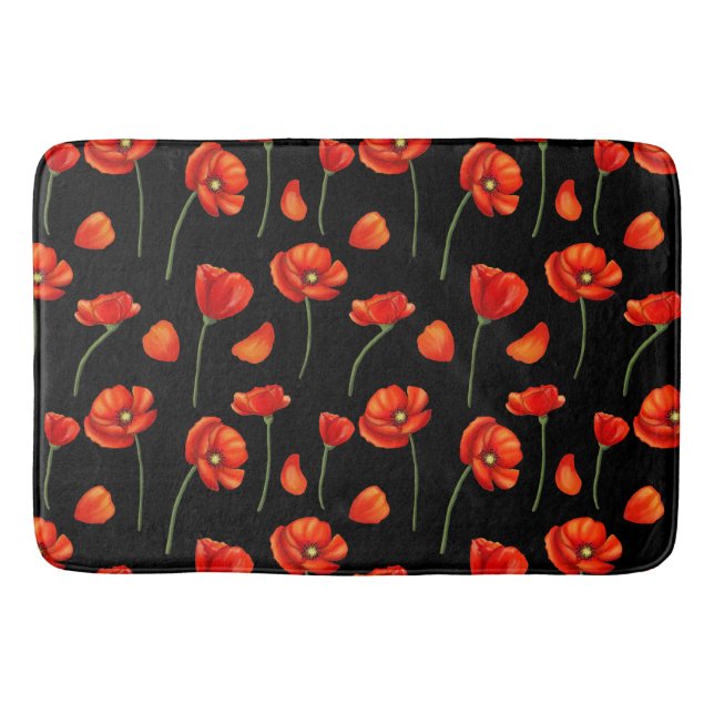 black poppy pattern bath mat (Front)