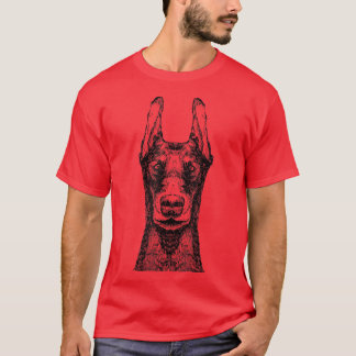 Black Portrait Doberman Pinscher For Dog Owners T-Shirt