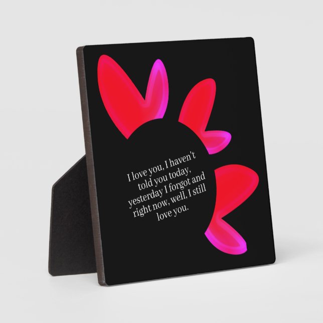 Black poster with red and pink hearts. plaque (Front)