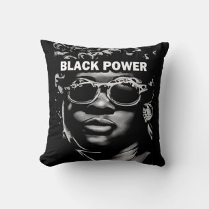 Black Power Afro Beauty Woman Portrait (AI+Human) Cushion