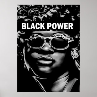 Black Power Afro Beauty Woman Portrait (AI+Human) Poster
