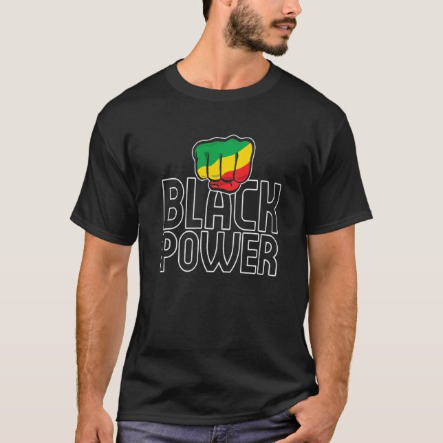 Black Power Black Fist Africa Pride Black History  T-Shirt (Front)