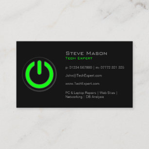 Black Power Button, Technology - Business Card