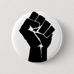 Black Power Fist 6 Cm Round Badge