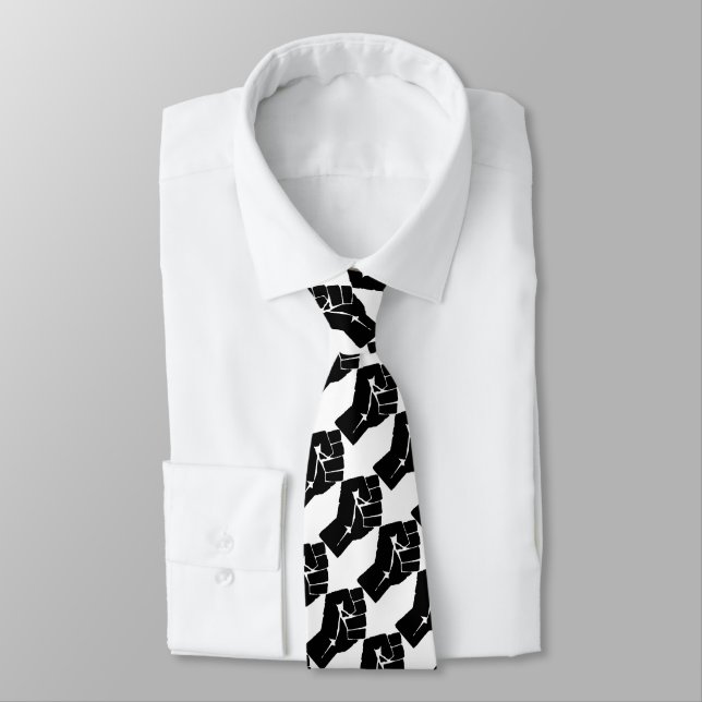 Black Power Fist Fashion Tie (Tied)