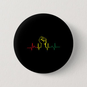 Black Power Fist Heartbeat African American Pride  6 Cm Round Badge
