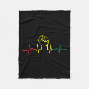 Black Power Fist Heartbeat African American Pride Fleece Blanket