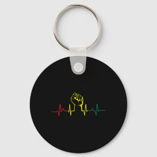 Black Power Fist Heartbeat African American Pride  Key Ring