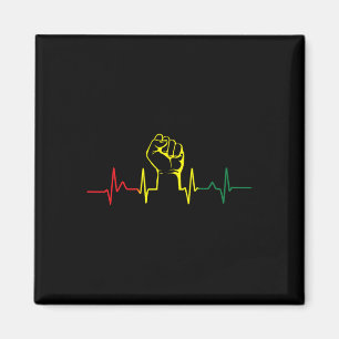 Black Power Fist Heartbeat African American Pride Magnet