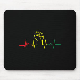 Black Power Fist Heartbeat African American Pride Mouse Pad