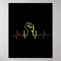 Black Power Fist Heartbeat African American Pride 