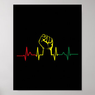Black Power Fist Heartbeat African American Pride  Poster