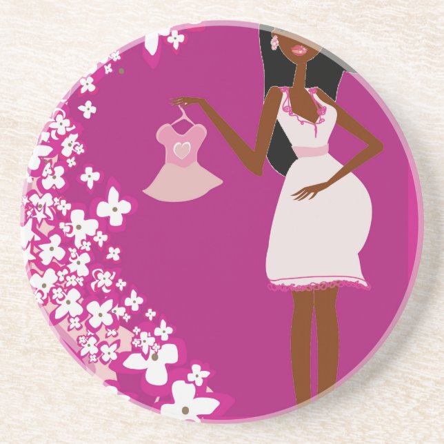 black pregnant woman coaster (Front)