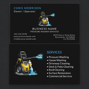 Black Pressure Washer Services Professional Business Card