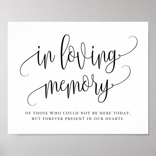 Black Pretty Calligraphy Script In Loving Memory Poster (Front)