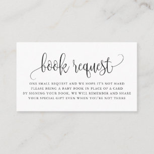 Black Pretty Script Baby Shower Book Request Card