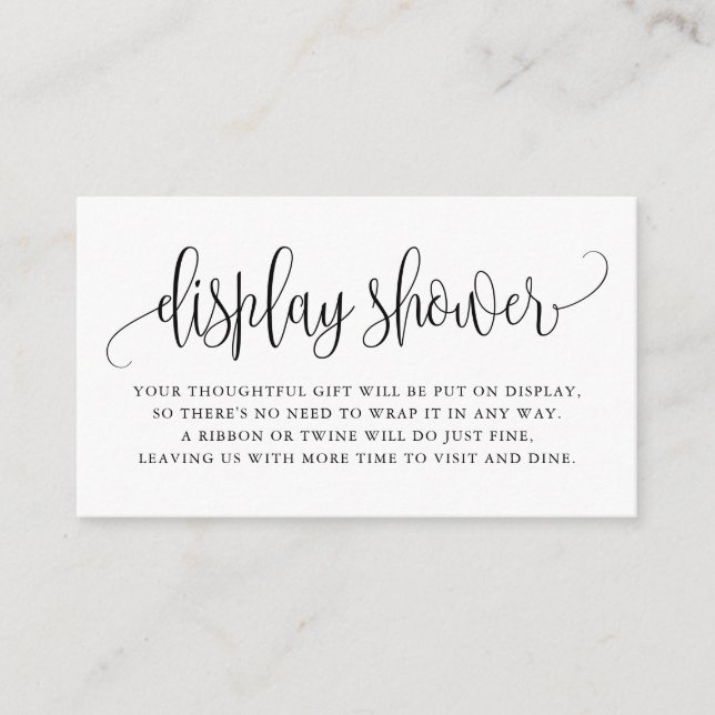 Black Pretty Script Display Shower Enclosure Card (Front)