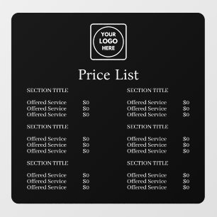 Black Price List   Custom Business Logo