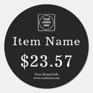 Black Price Tag Sticker Custom Business Logo