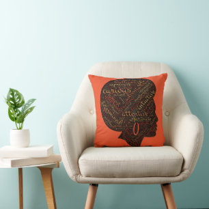BLACK PRIDE AFRO QUEEN THROW PILLOW