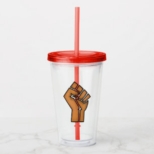 black pride fist unity history unity African brown Acrylic Tumbler