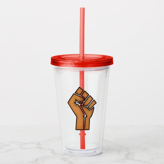 black pride fist unity history unity African brown Acrylic Tumbler (Front)