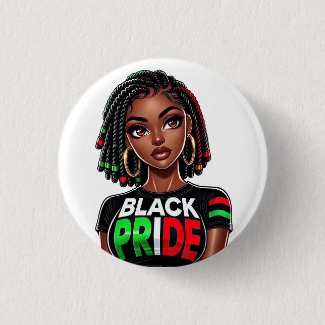 Black Pride Lady 3 Cm Round Badge (Front)
