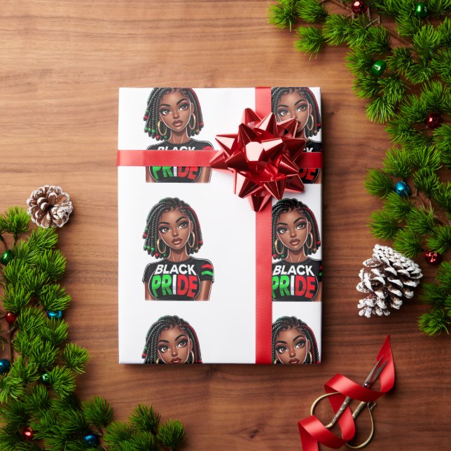 Black Pride Lady Wrapping Paper (Holiday Gift)