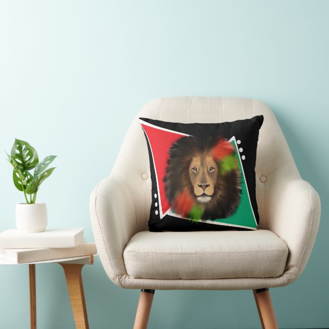 black pride lion red green unity jungle cat king  cushion (Chair)
