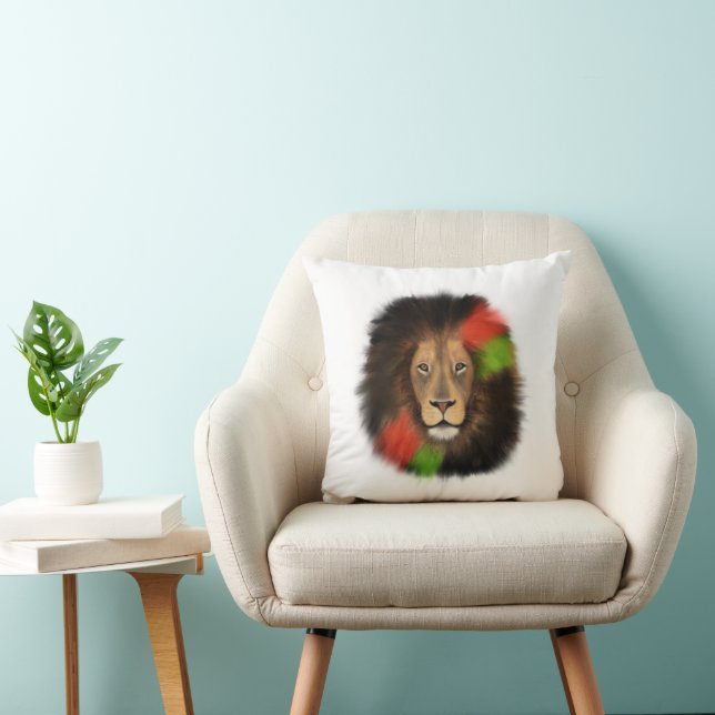 black pride lion red green unity jungle cat king  cushion (Chair)