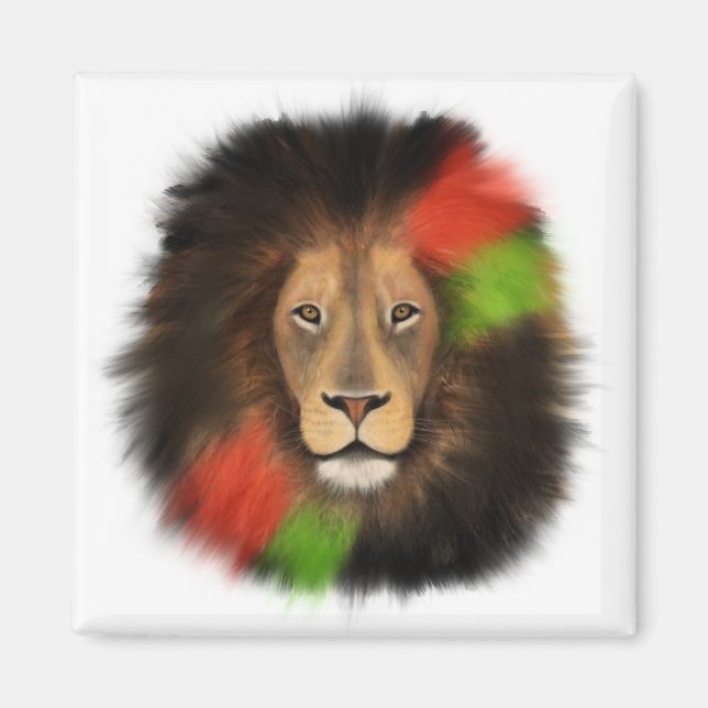 black pride lion red green unity jungle cat king  magnet (Front)