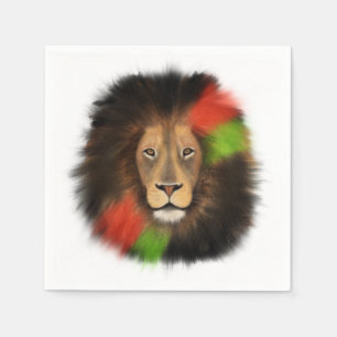 black pride lion red green unity jungle cat king  napkin