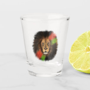 black pride lion red green unity jungle cat king shot glass