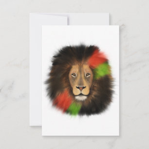 black pride lion red green unity jungle cat king thank you card