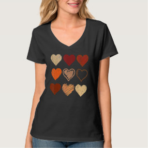 Black Pride Melanin Skin Tone Hearts Black History T-Shirt