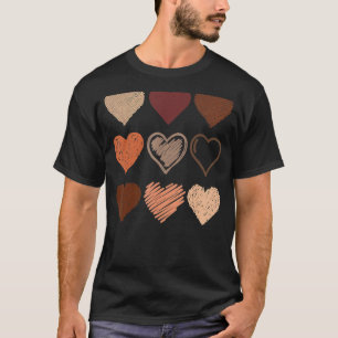Black Pride Melanin Skin Tone Hearts Black History T-Shirt