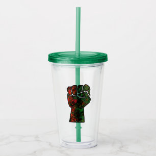 black pride red green fist pan African flag unity Acrylic Tumbler