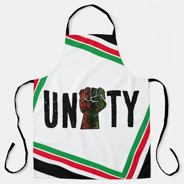 black pride red green fist pan African flag unity  Apron (Front)