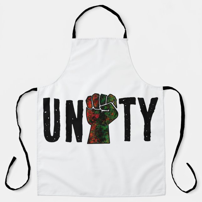 black pride red green fist pan African flag unity  Apron (Front)