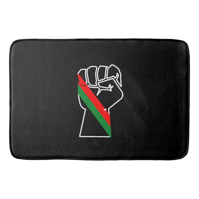 black pride red green fist pan African flag unity  Bath Mat (Front)