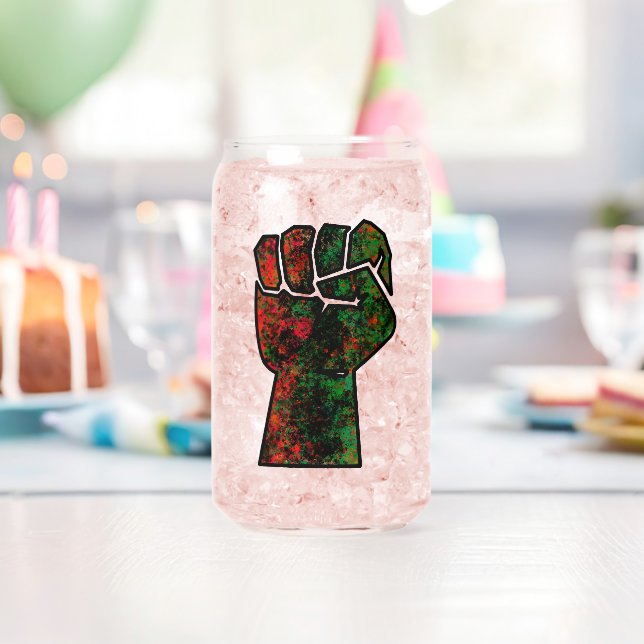 black pride red green fist pan African flag unity  Can Glass (Insitu (Birthday))