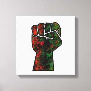 black pride red green fist pan African flag unity Canvas Print