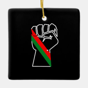 black pride red green fist pan African flag unity Ceramic Ornament